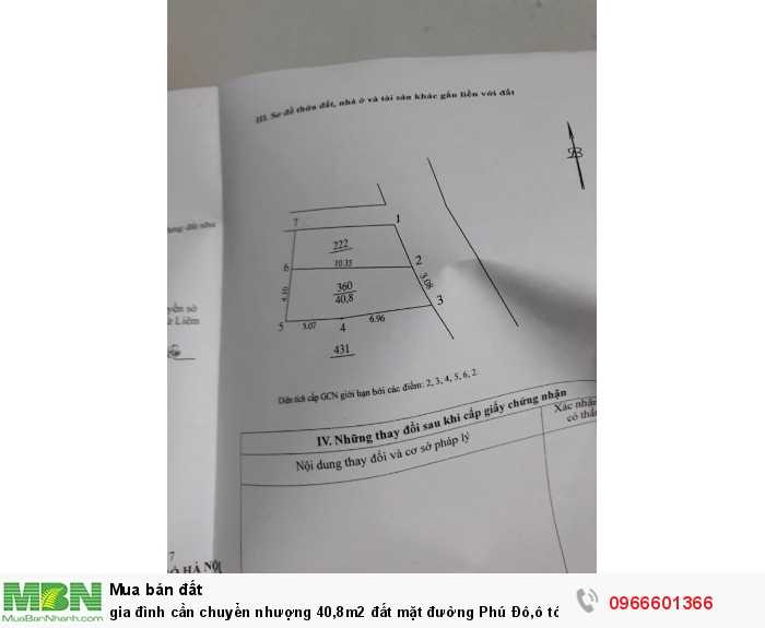 Gia đình cần chuyển nhượng 40,8m2 đất mặt đường Phú Đô,ô tô rong vào nhà, kinh doah,cho thuê....