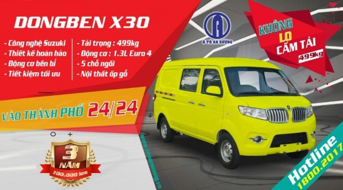 XE Tải Van DongBen 5 Chổ / Tải 499Kg Chạy Trong Sài Gòn 24h