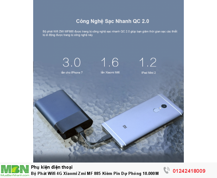 Bộ Phát Wifi 4G Xiaomi Zmi MF 885 Kiêm Pin Dự Phòng 10.000Mah Chính Hãng6