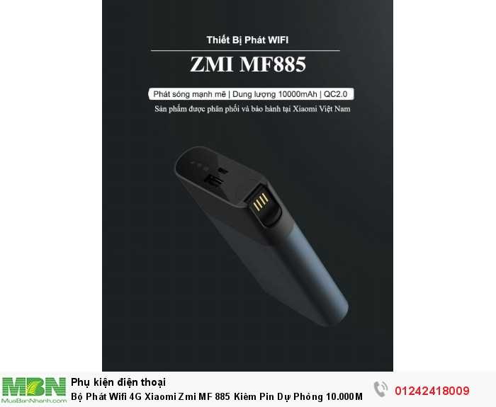 Bộ Phát Wifi 4G Xiaomi Zmi MF 885 Kiêm Pin Dự Phòng 10.000Mah Chính Hãng8