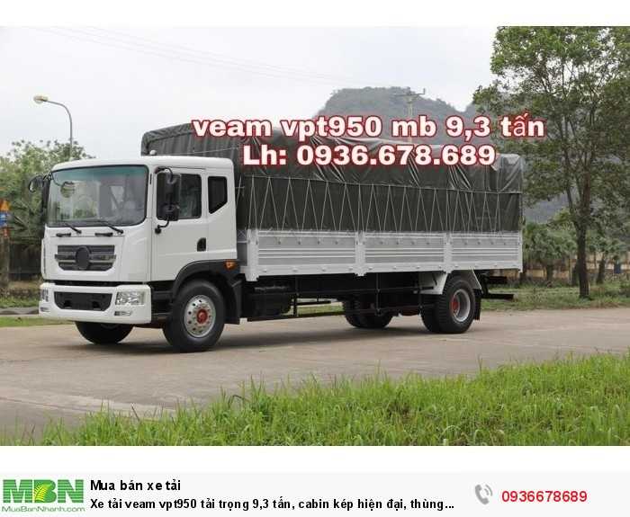 Xe tải Veam vpt950 tải trọng 9,3 tấn, cabin kép hiện đại, thùng dài 7m6,giá rẻ nhất