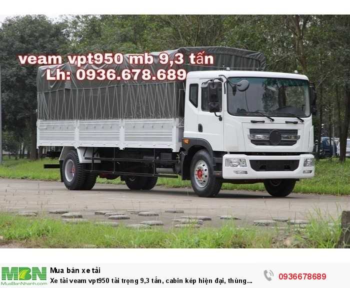Xe tải Veam vpt950 tải trọng 9,3 tấn, cabin kép hiện đại, thùng dài 7m6,giá rẻ nhất