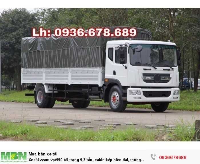 Xe tải Veam vpt950 tải trọng 9,3 tấn, cabin kép hiện đại, thùng dài 7m6,giá rẻ nhất