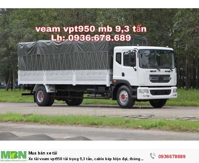 Xe tải Veam vpt950 tải trọng 9,3 tấn, cabin kép hiện đại, thùng dài 7m6,giá rẻ nhất