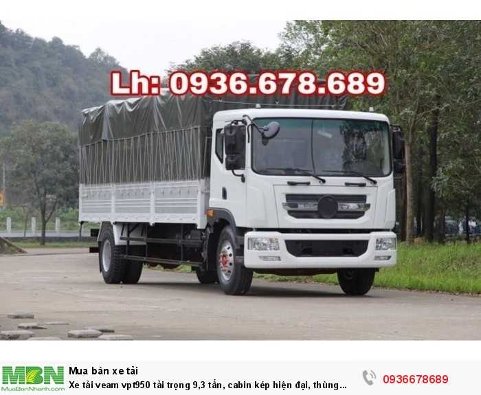Xe tải Veam vpt950 tải trọng 9,3 tấn, cabin kép hiện đại, thùng dài 7m6,giá rẻ nhất