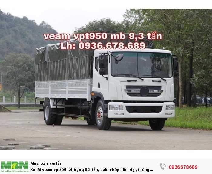Xe tải Veam vpt950 tải trọng 9,3 tấn, cabin kép hiện đại, thùng dài 7m6,giá rẻ nhất