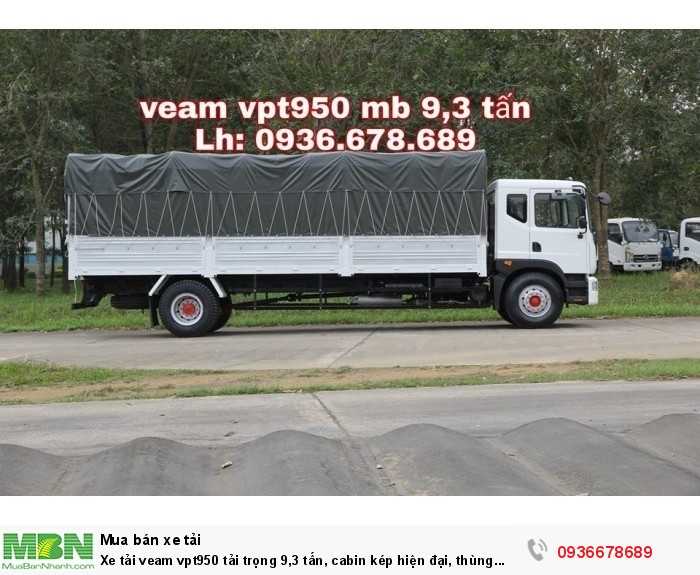 Xe tải Veam vpt950 tải trọng 9,3 tấn, cabin kép hiện đại, thùng dài 7m6,giá rẻ nhất