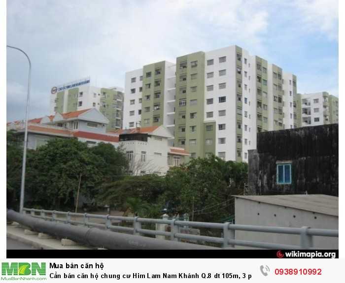 Cần bán căn hộ chung cư Him Lam Nam Khánh Q.8  dt 105m, 3 phòng ngủ, 2.4 tỷ