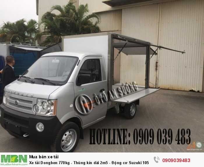 Xe tải Dongben 770kg - Thùng kín dài 2m5 - Động cơ Suzuki 1051cc - Euro 4 - Đời 2018 - Chỉ 20tr là có xe.