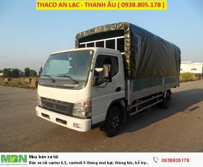 Bán xe tải Canter 6.5, Canter6.5 thùng mui bạt, thùng kín, hỗ trợ 80% giá trị xe, thủ tục duyệt nhanh.