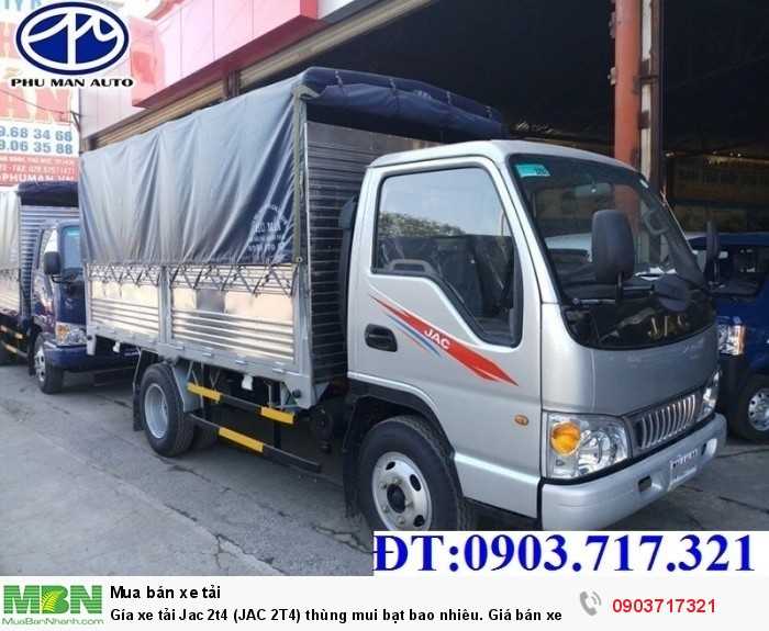 Gía xe tải Jac 2t4 (JAC 2T4) thùng mui bạt bao nhiêu. Giá bán xe tải Jac 2.4 tấn/2T4 công nghệ Isuzu.