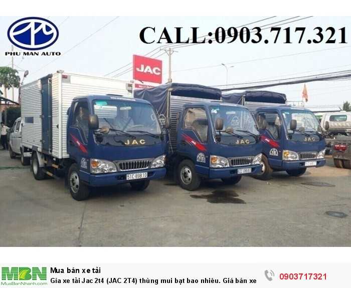 Gía xe tải Jac 2t4 (JAC 2T4) thùng mui bạt bao nhiêu. Giá bán xe tải Jac 2.4 tấn/2T4 công nghệ Isuzu.