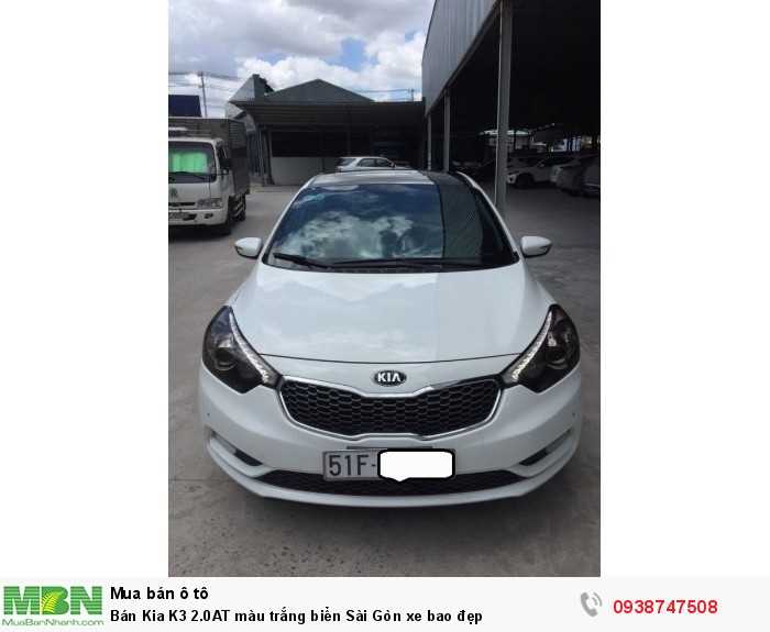 Bán Kia K3 2.0AT màu trắng biển Sài Gòn xe bao đẹp