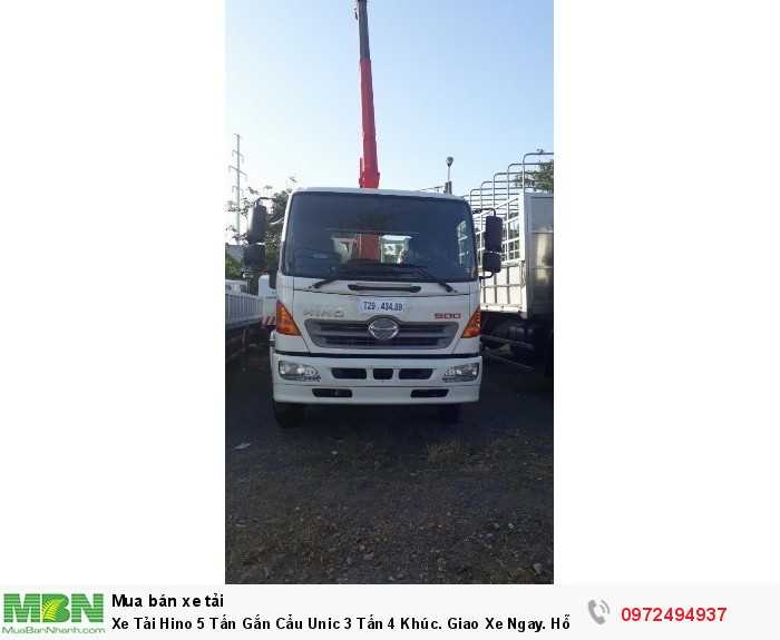 Xe Tải Hino 5 Tấn Gắn Cẩu Unic 3 Tấn 4 Khúc. Giao Xe Ngay. Hỗ Trợ Mua Trả Góp Lãi Suất Thấp.