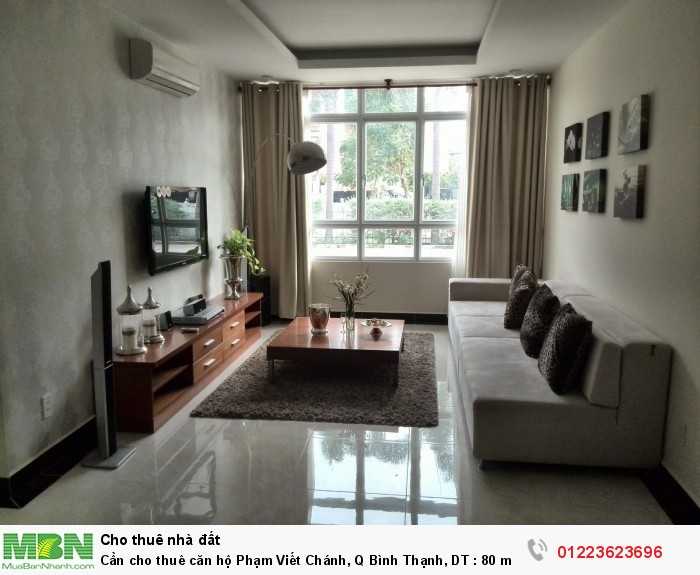 Cần cho thuê căn  hộ Phạm Viết Chánh, Q Bình Thạnh, DT : 80 m2, 2PN,full nt