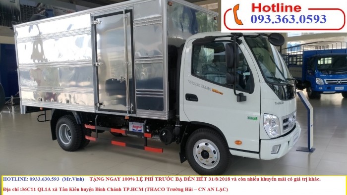 Hỗ trợ 100% lệ phí trước bạ - xe tải Ollin350 E4 2018, xe tải Ollin350 thùng dài 4m4, tải trọng 3.5 tấn