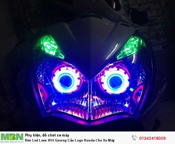 Đèn Led Lens H14 Gương Cầu Logo Honda Cho Xe Máy