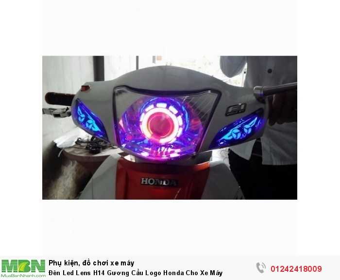 Đèn Led Lens H14 Gương Cầu Logo Honda Cho Xe Máy