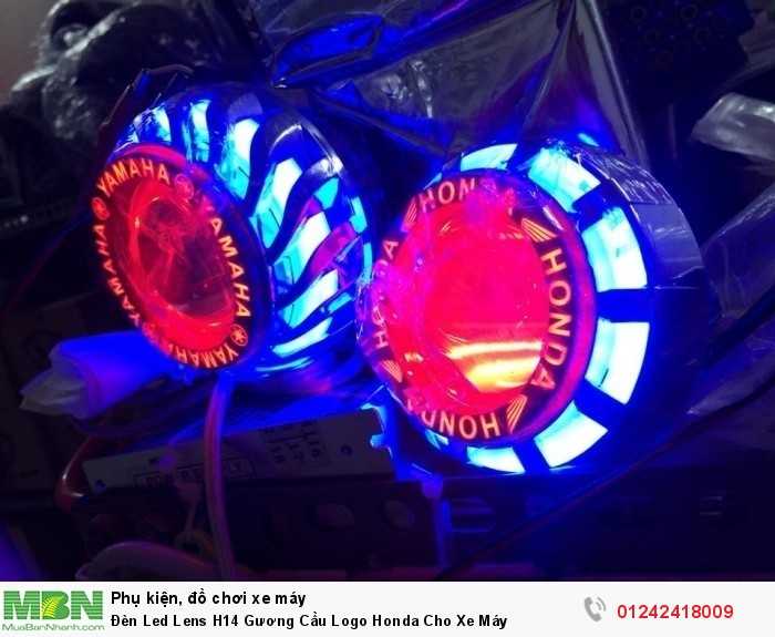 Đèn Led Lens H14 Gương Cầu Logo Honda Cho Xe Máy