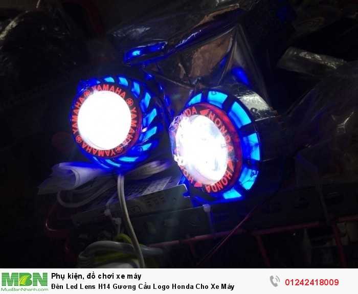 Đèn Led Lens H14 Gương Cầu Logo Honda Cho Xe Máy