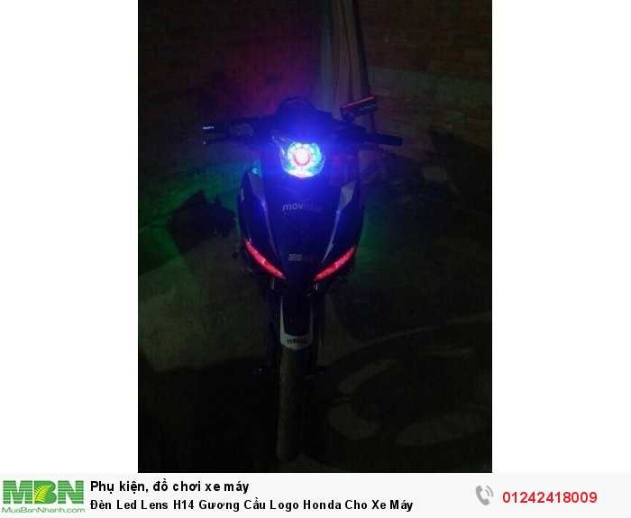 Đèn Led Lens H14 Gương Cầu Logo Honda Cho Xe Máy