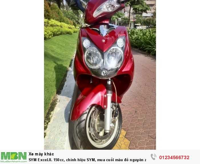SYM Excel.II. 150cc, chính hiệu SYM, mua cuối màu đỏ nguyên zin,