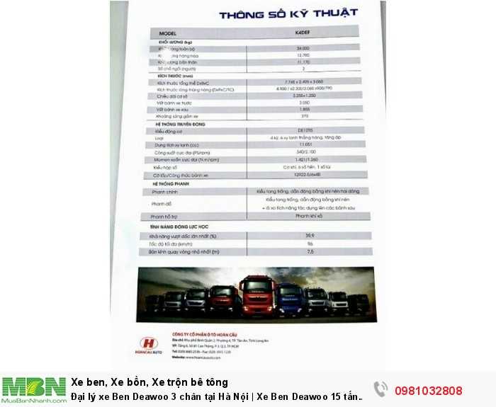 Đại lý xe Ben Deawoo 3 chân tại Hà Nội | Xe Ben Deawoo 15 tấn nhập khẩu tại Hà Nội