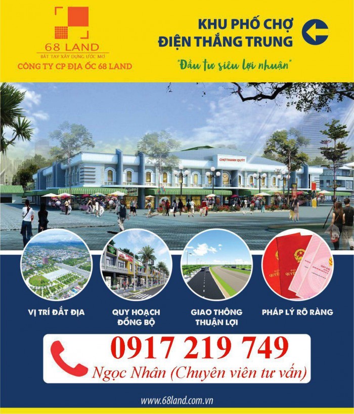 Khu phố chợ Điện Thắng Trung nằm ngay trên quốc lộ 1A đông đúc,