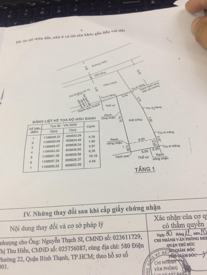 Đất thổ cư  100% sổ hồng sang tên ngay Thủ Đức