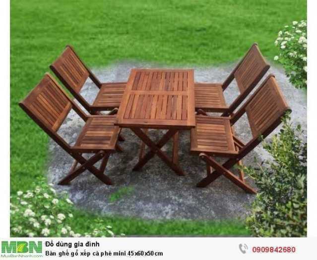 Bàn ghế gỗ xếp cà phê mini 45x60x50cm3