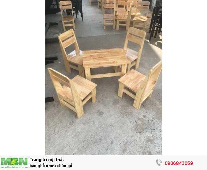 Bàn ghế nhựa chân gỗ1
