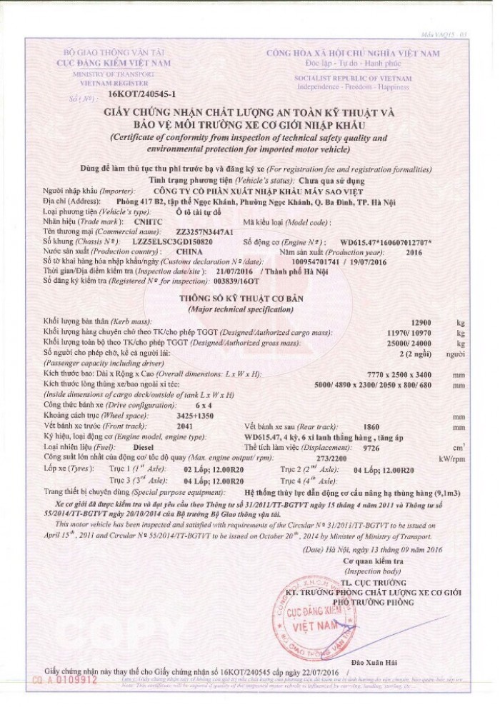 Xe Ben Howo 4 chân Thùng vuông, thùng đúc 2017