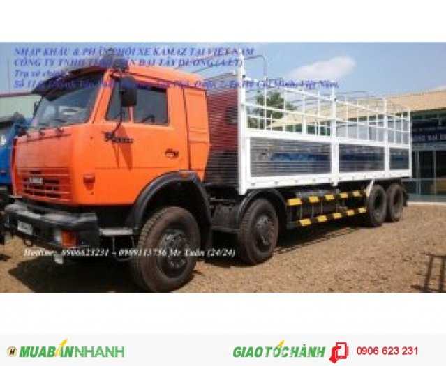 Tải thùng 4 giò Kamaz, Kamaz thùng 30 tấn, Bán xe tải thùng kamaz 4 chân dài 9m
