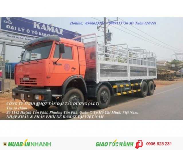 Tải thùng 4 giò Kamaz, Kamaz thùng 30 tấn, Bán xe tải thùng kamaz 4 chân dài 9m
