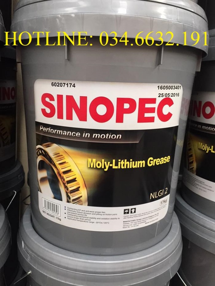 Mỡ Phấn Chì SINOPEC Moly Grease NLGI 2 xô 17Kg Mới 100, giá 2.500