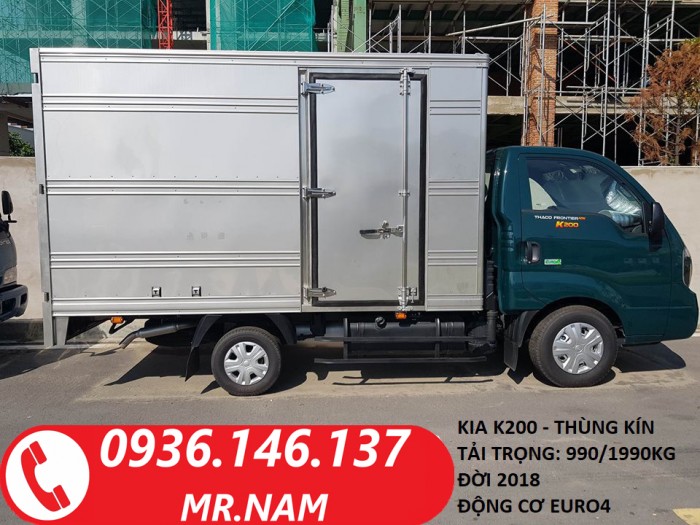 Bán xe tải 990kg, 1 tấn 4, 1 tấn 9 Kia K200 đời 2018, máy E4. Hỗ trợ vay trả góp.