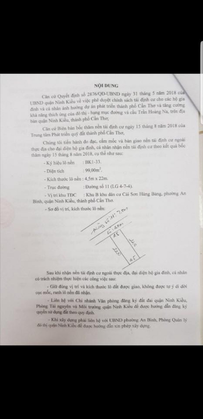 Bán Nền Khu Dân Cư Hồng Phát Khu B Đường Số 11 P. An Khánh Q. Ninh Kiều Cần Thơ