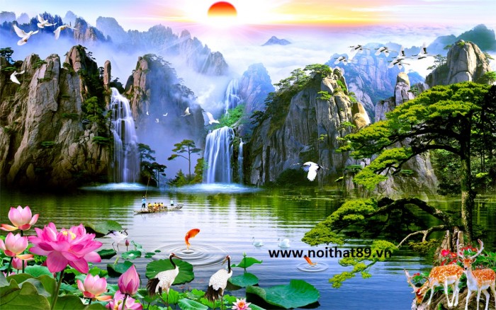 Tranh gạch 3D phong cảnh dãy núi hồ sen Mới 100%, giá: Liên hệ , gọi: 0974  079 486, Quận Hà Đông - Hà Nội, id-1c8b1400