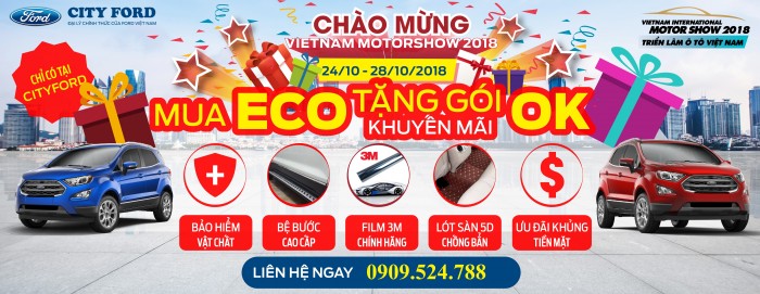 Ford Ecosport 2018 tặng Bảo hiểm, phim cách nhiệt,lót sàn, camera, DVD