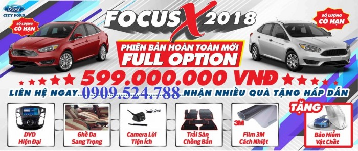 Ford Focus 2018 tặng bảo hiểm, màn hình DVD,CAMERA LÙI,PHIM,LÓT SÀN...