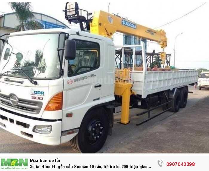 Xe tải Hino FL gắn cẩu Soosan 10 tấn, trả trước 200 triệu giao luôn xe