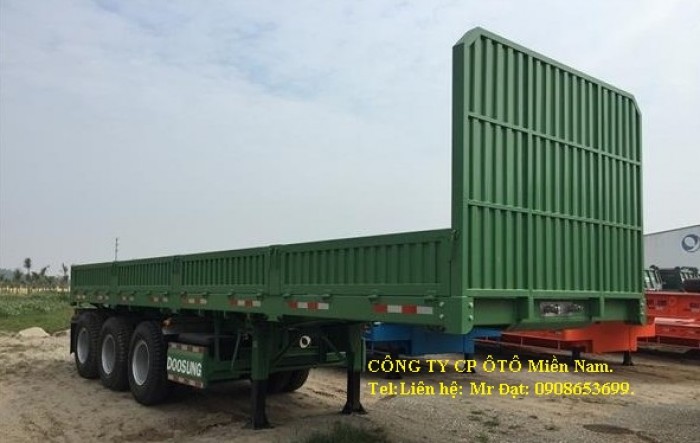 Bán phân phối Mooc Doosung sàn(thành lửng) 40 feet,3 trục,xe có sẵn, giá rẻ.