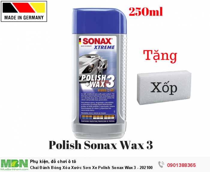 Chai Đánh Bóng Xóa Xước Sơn Xe Polish Sonax Wax 3 - 202100