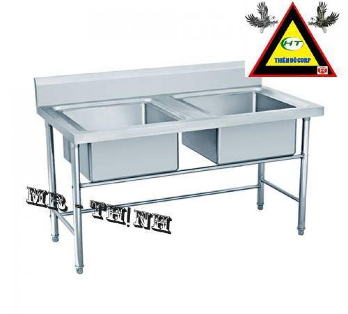 Chậu đôi inox 304 công nghiệp- Hoàng Thịnh