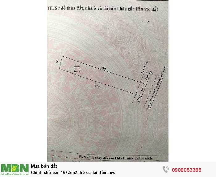 Chính chủ bán 167.5m2 thổ cư tại Bến Lức
