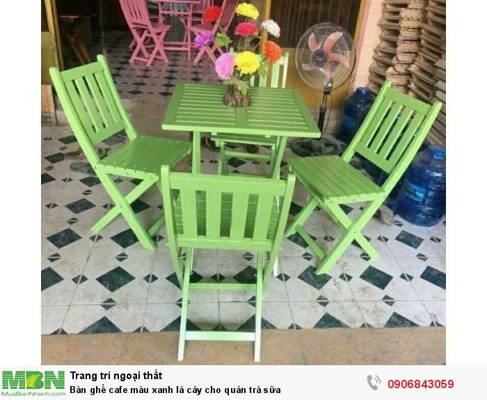Bàn ghế cafe màu xanh lá cây cho quán trà sữa