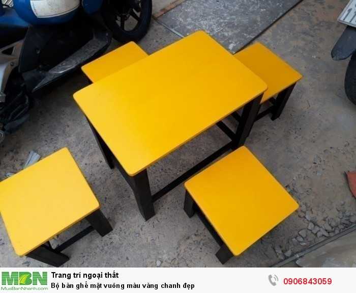 Bộ bàn ghế mặt vuông màu vàng chanh đẹp0