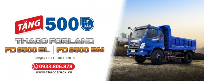 Khuyến mãi 500L dầu khi mua Thaco Forland FD9500 ben 9 tấn tại Bà Rịa Vũng Tàu