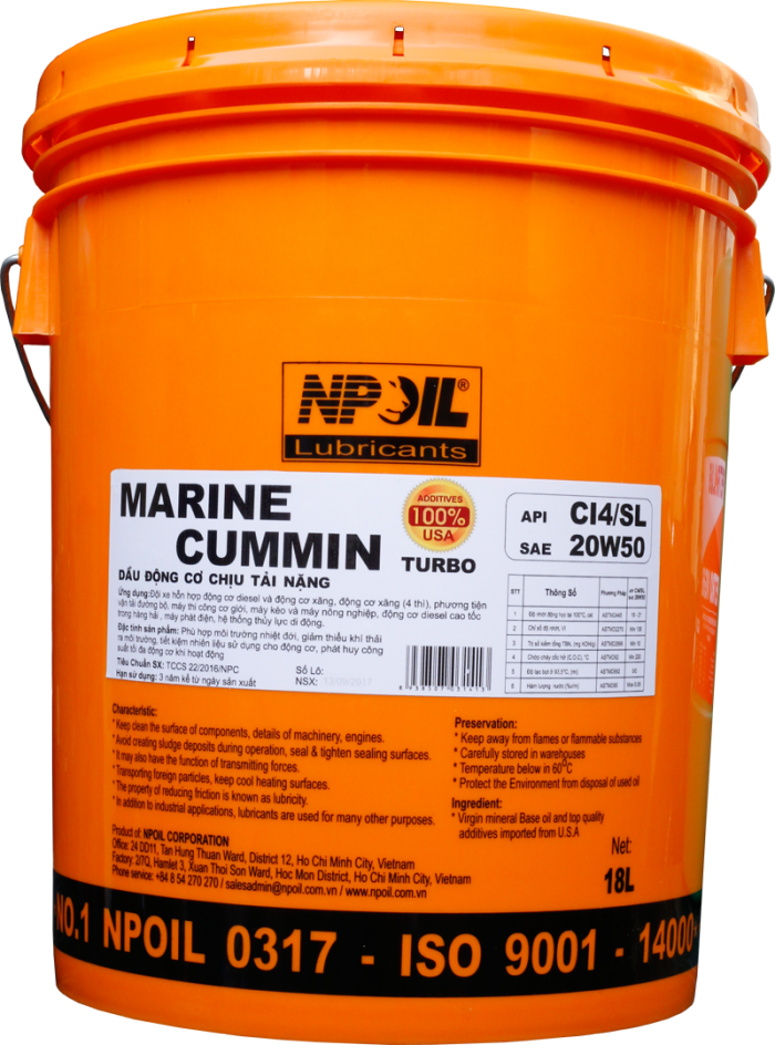 Dầu động cơ xe tải, tàu TURBO – MARINE CUMMIN