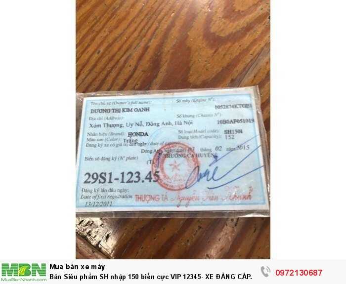 Bán Siêu phẩm SH nhập 150 biển cực VIP 12345- XE ĐẲNG CẤP.